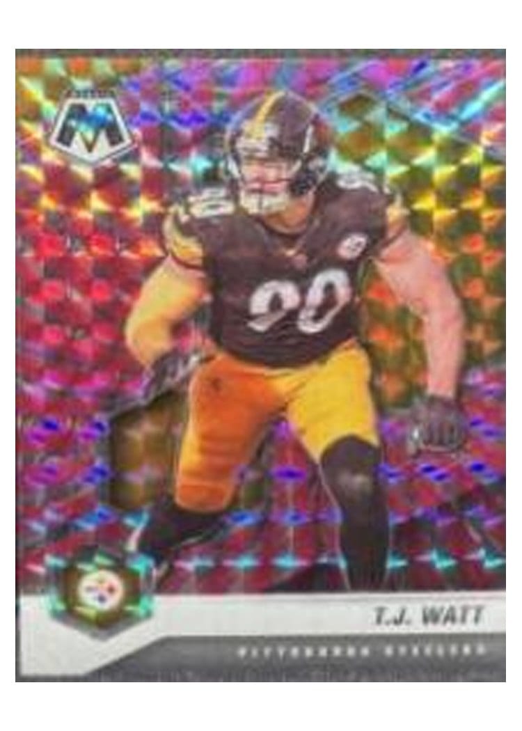 2021 Panini Mosaic Base Set T.J. Watt Pink Swirl Mosaic #172 card