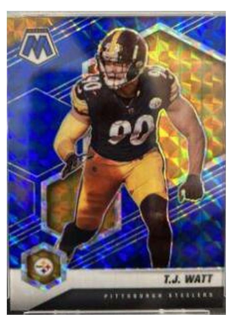 2021 Panini Mosaic Base Set T.J. Watt Blue Mosaic #172 card