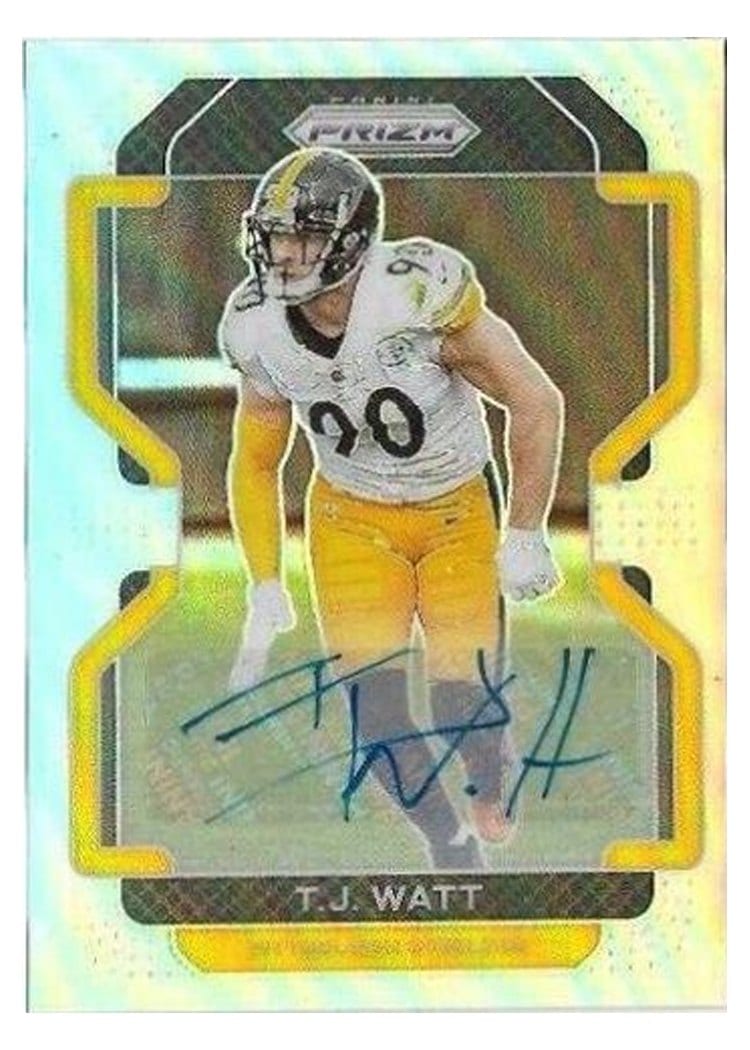 2021 Panini Prizm Base Set T.J. Watt Autographs Silver Prizm #255 card