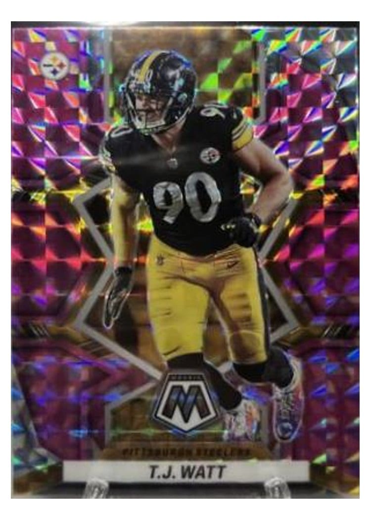 2022 Panini Mosaic Base Set T.J. Watt Pink Swirl #167 card