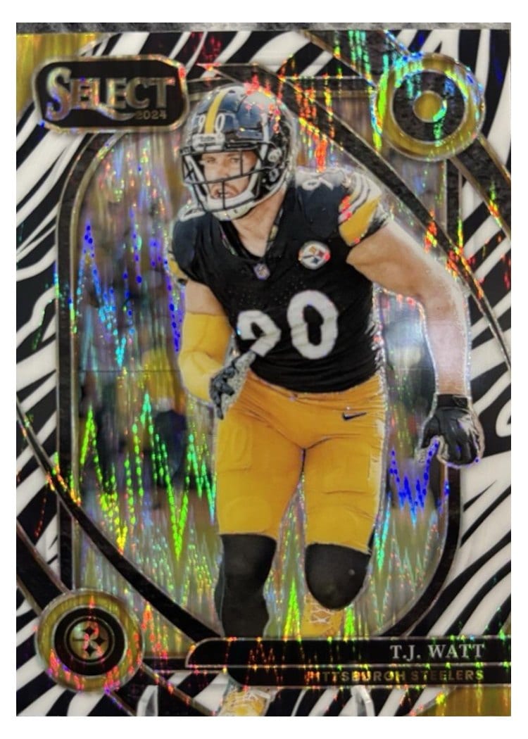 2024 Panini Select Base Set T.J. Watt Zebra Prizm #294 card