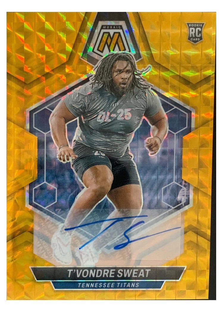 2024 Panini Mosaic Base Set T'Vondre Sweat Autograph Gold #338 card