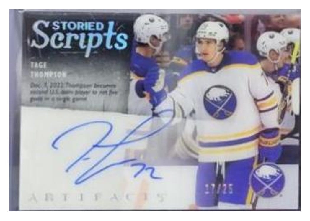 2023-24 Upper Deck Artifacts Storied Scripts Tage Thompson #SS-TH card