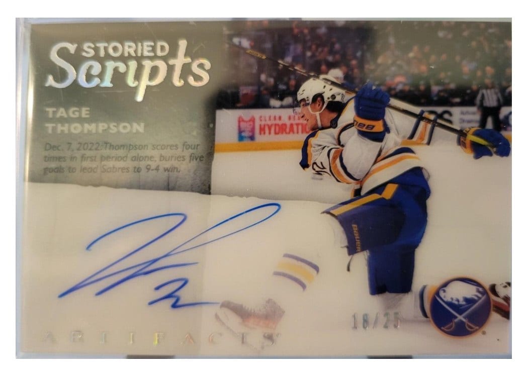 2024-25 Upper Deck Artifacts Storied Scripts Tage Thompson #SS-TT card