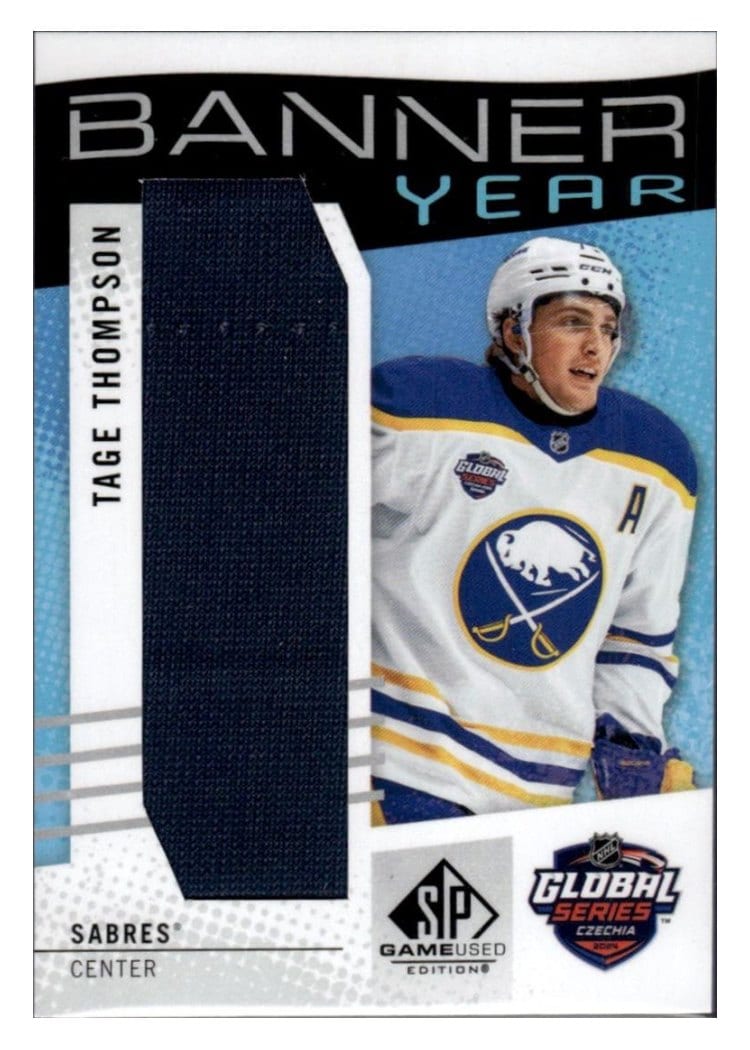 2025-26 SP Game Used 2024 Global Series Devils vs. Sabres Banner Year Relics Tage Thompson #BYGSC-TT card