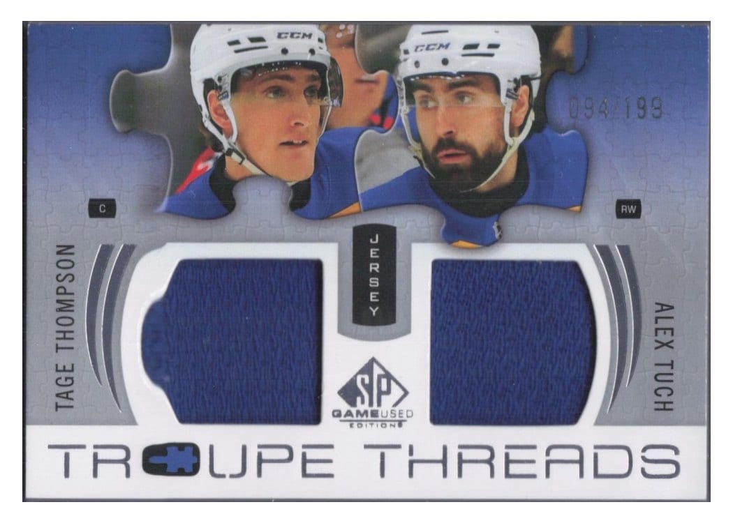 2025-26 SP Game Used Troupe Threads Tage Thompson/Alex Tuch #TT-TT card