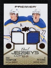 2024-25 Upper Deck Premier Premier Dual Jersey Tage Thompson/JJ Peterka #PD-TP card