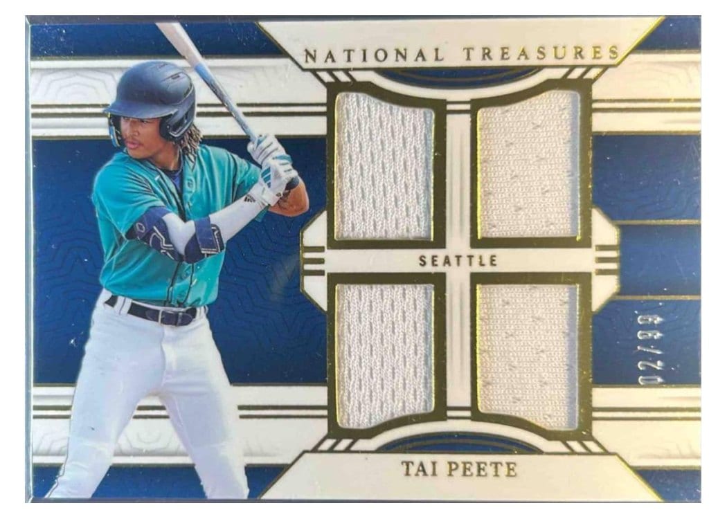 2024 Panini National Treasures Game Gear Swatches Quad Tai Peete #7 card