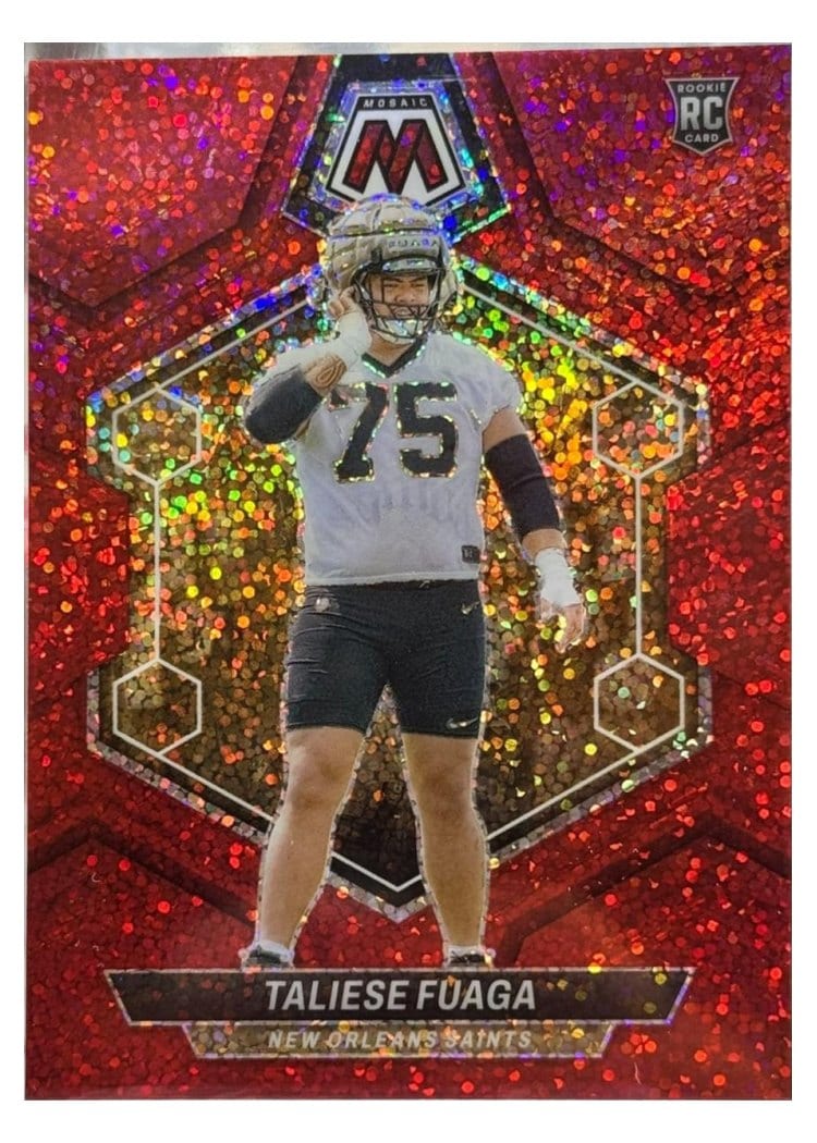 2024 Panini Mosaic Base Set Taliese Fuaga Red Sparkle #314 card