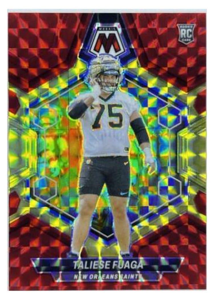 2024 Panini Mosaic Base Set Taliese Fuaga Fusion Red Yellow Choice #314 card