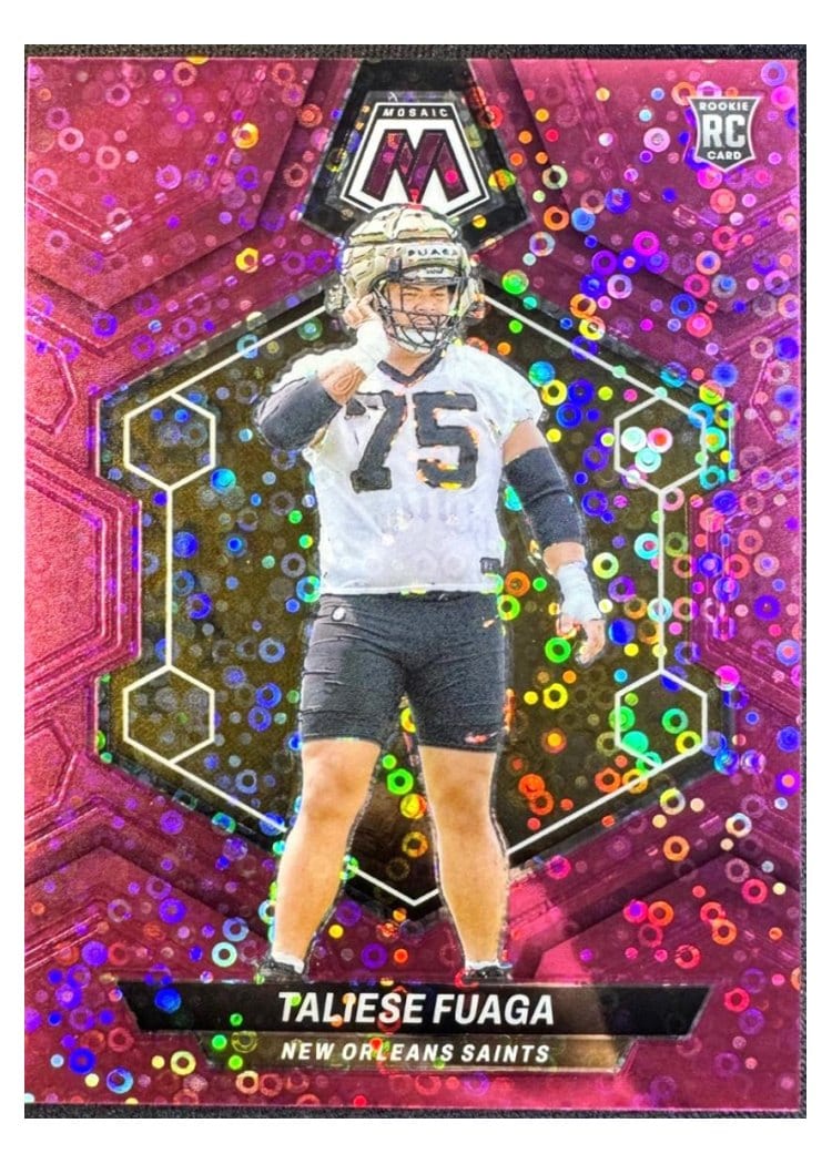2024 Panini Mosaic Base Set Taliese Fuaga No Huddle Pink #314 card