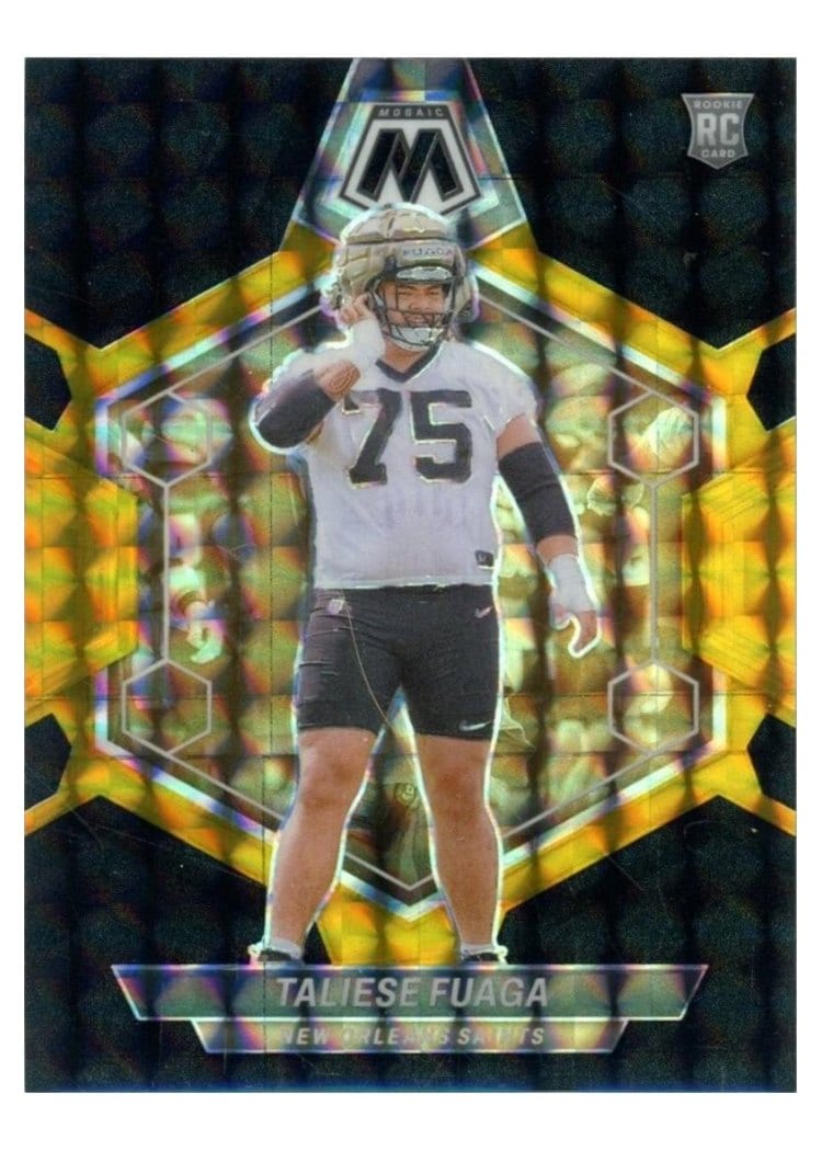 2024 Panini Mosaic Base Set Taliese Fuaga Black Gold Choice #314 card