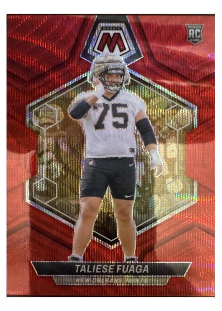 2024 Panini Mosaic Base Set Taliese Fuaga Red Wave #314 card