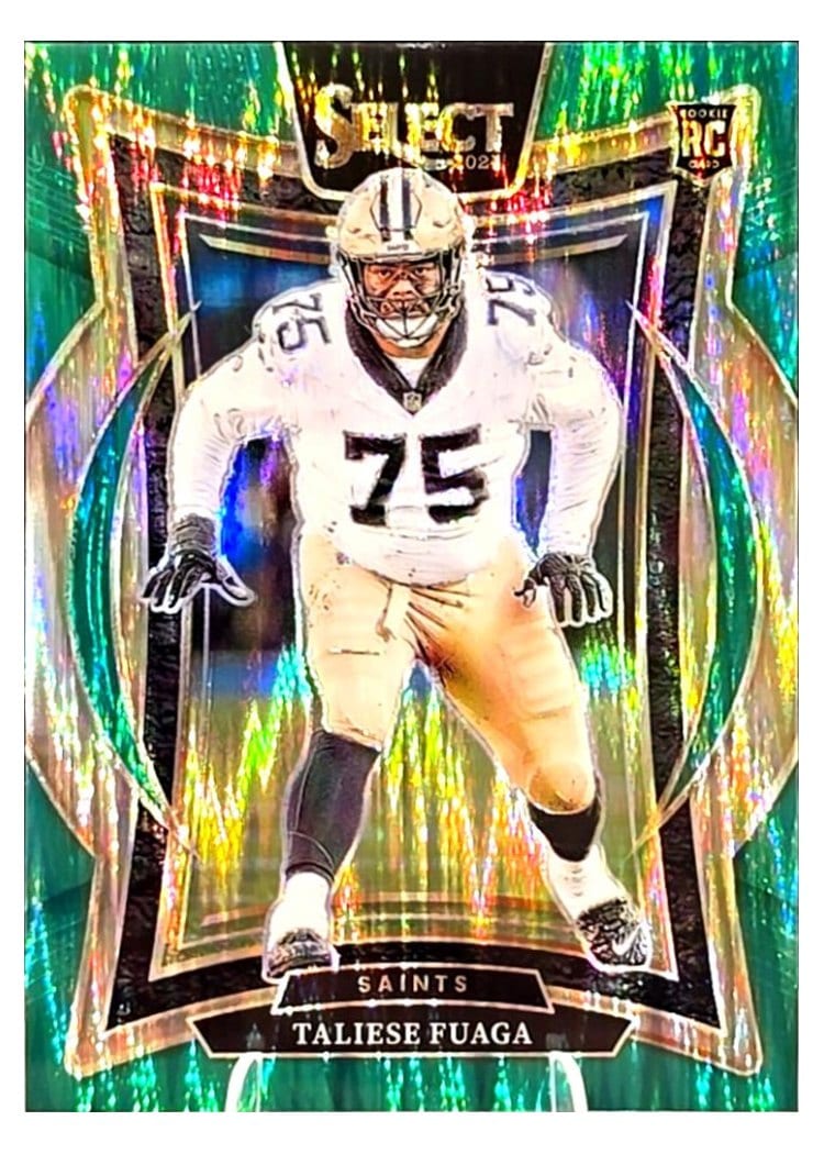 2024 Panini Select Base Set Taliese Fuaga Green Prizm Shock #56 card