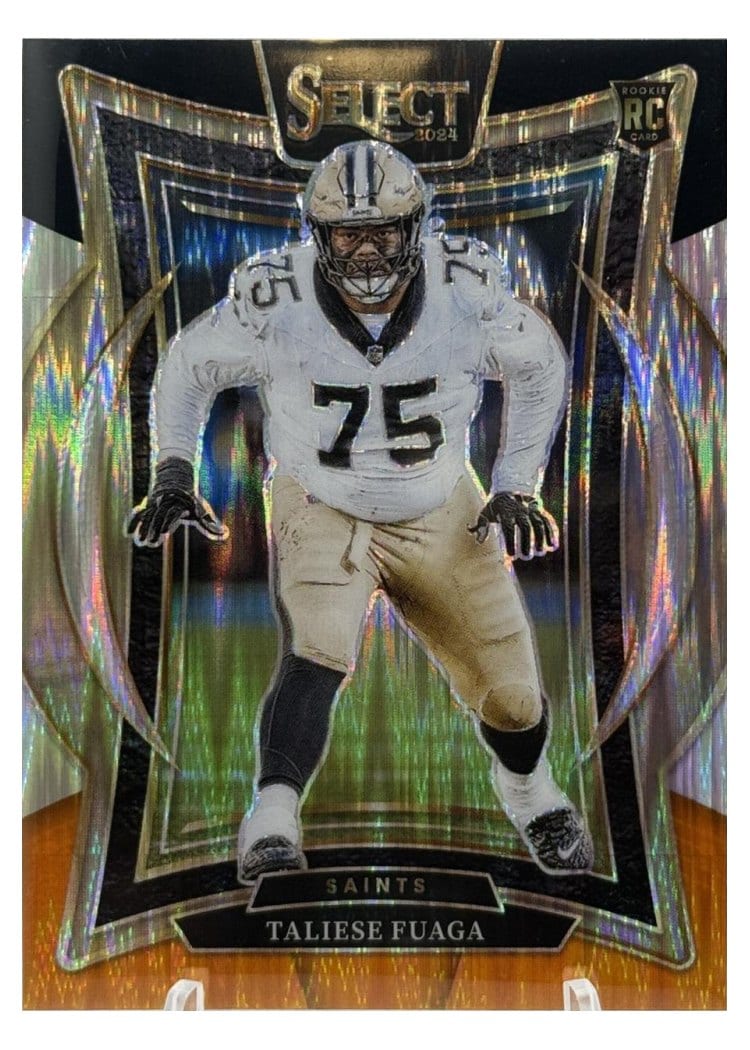 2024 Panini Select Base Set Taliese Fuaga Black Orange Prizm Shock #56 card