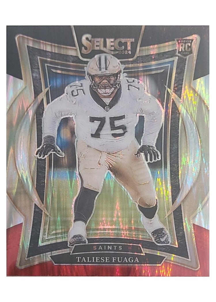 2024 Panini Select Base Set Taliese Fuaga Black Red Prizm Shock #56 card