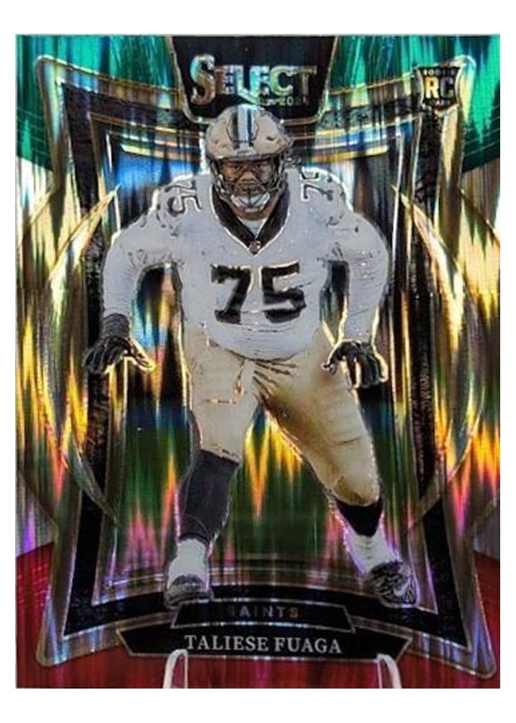 2024 Panini Select Base Set Taliese Fuaga Green Red Prizm Shock #56 card
