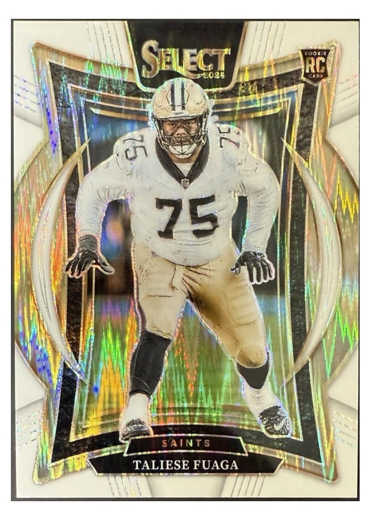 2024 Panini Select Base Set Taliese Fuaga White Prizm Shock #56 card