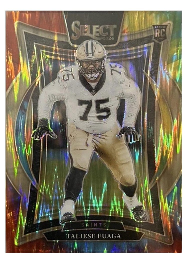 2024 Panini Select Base Set Taliese Fuaga Tie-Dye Prizm Shock #56 card