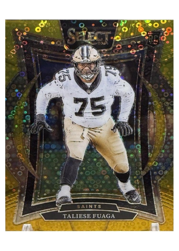 2024 Panini Select Base Set Taliese Fuaga Gold Disco Prizm #56 card