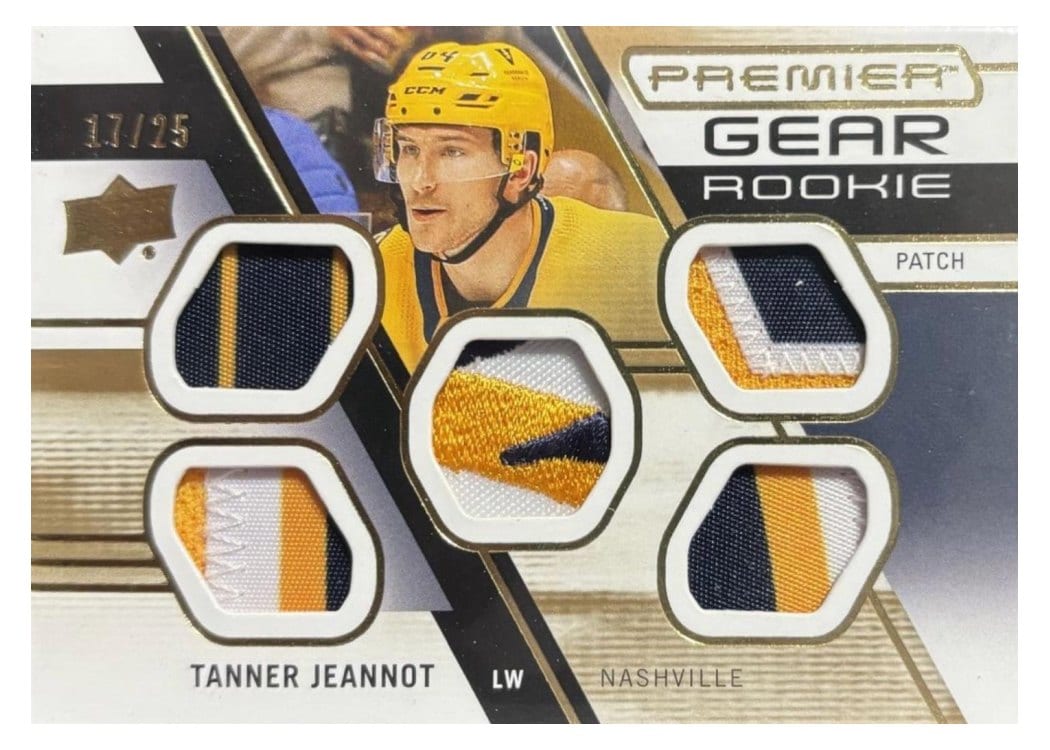 2021-22 Upper Deck Premier Premier Gear Rookies Jersey Tanner Jeannot #PGR-TJ card