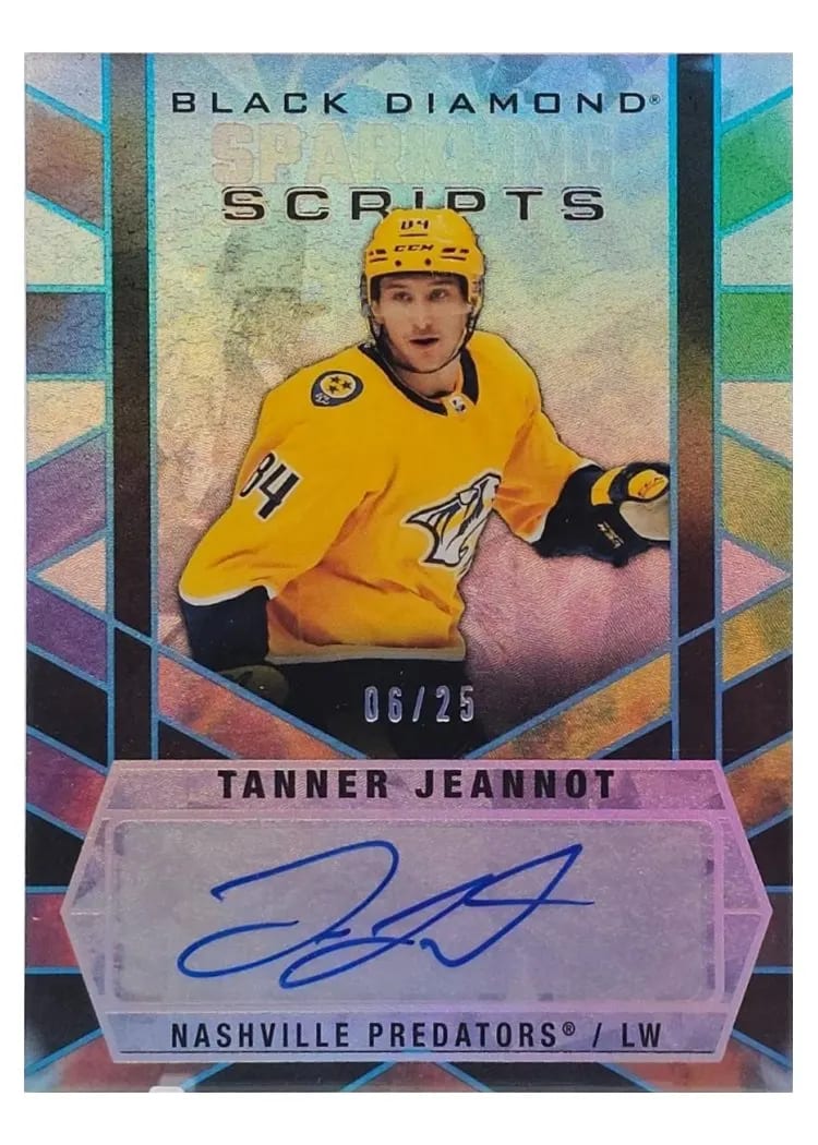 2022-23 Upper Deck Black Diamond Sparkling Scripts Tanner Jeannot #SC-TJ card