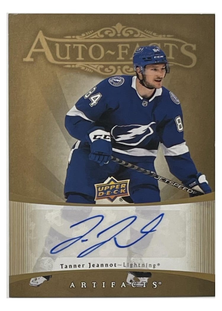 2023-24 Upper Deck Artifacts 2005-06 Retro - Autograph Facts Tanner Jeannot #RAF-TJ card