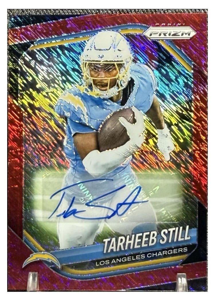 2025 Panini Prizm Base Set Tarheeb Still Red Shimmer Autograph #35 card