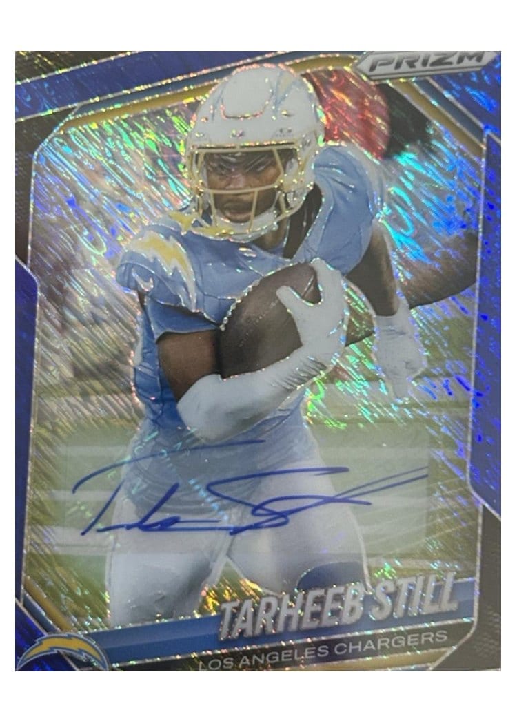 2025 Panini Prizm Base Set Tarheeb Still Blue Shimmer Autograph #35 card