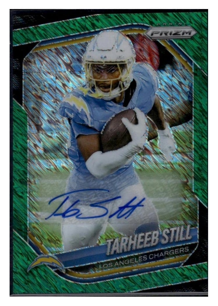 2025 Panini Prizm Base Set Tarheeb Still Green Shimmer Autograph #35 card