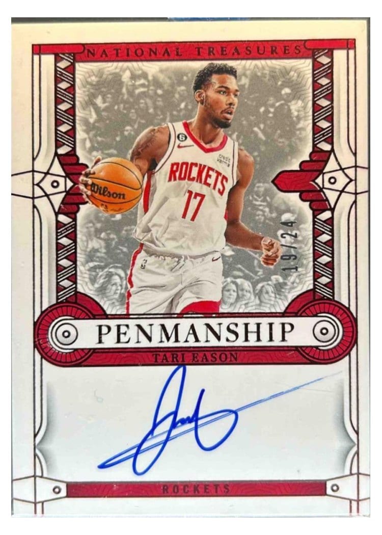 2023-24 Panini National Treasures Penmanship Tari Eason #19 card