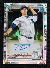 2020 Bowman Chrome Prospects Autograph Tarik Skubal Atomic Refractor #CPA-TS card