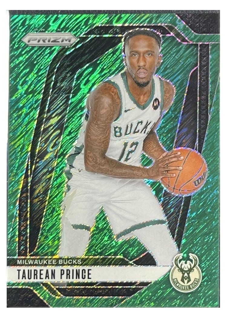 2024-25 Panini Prizm Base Set Taurean Prince Green Shimmer FOTL #136 card