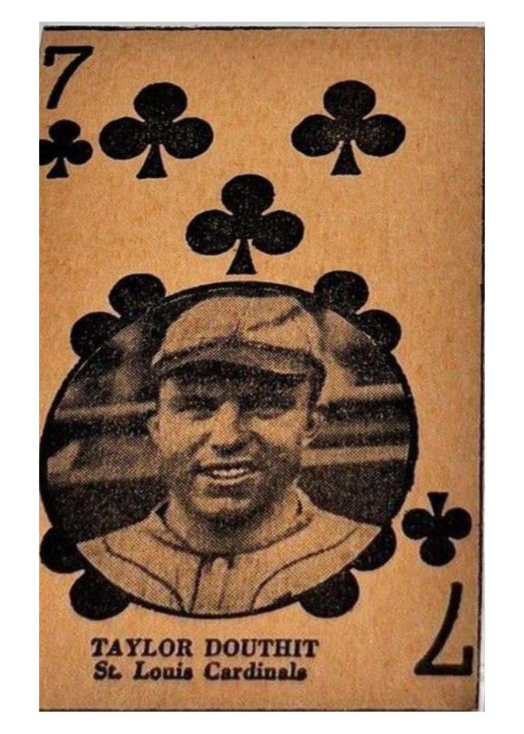 1927 W560 Hand Cut Taylor Douthit 7 of Clubs card