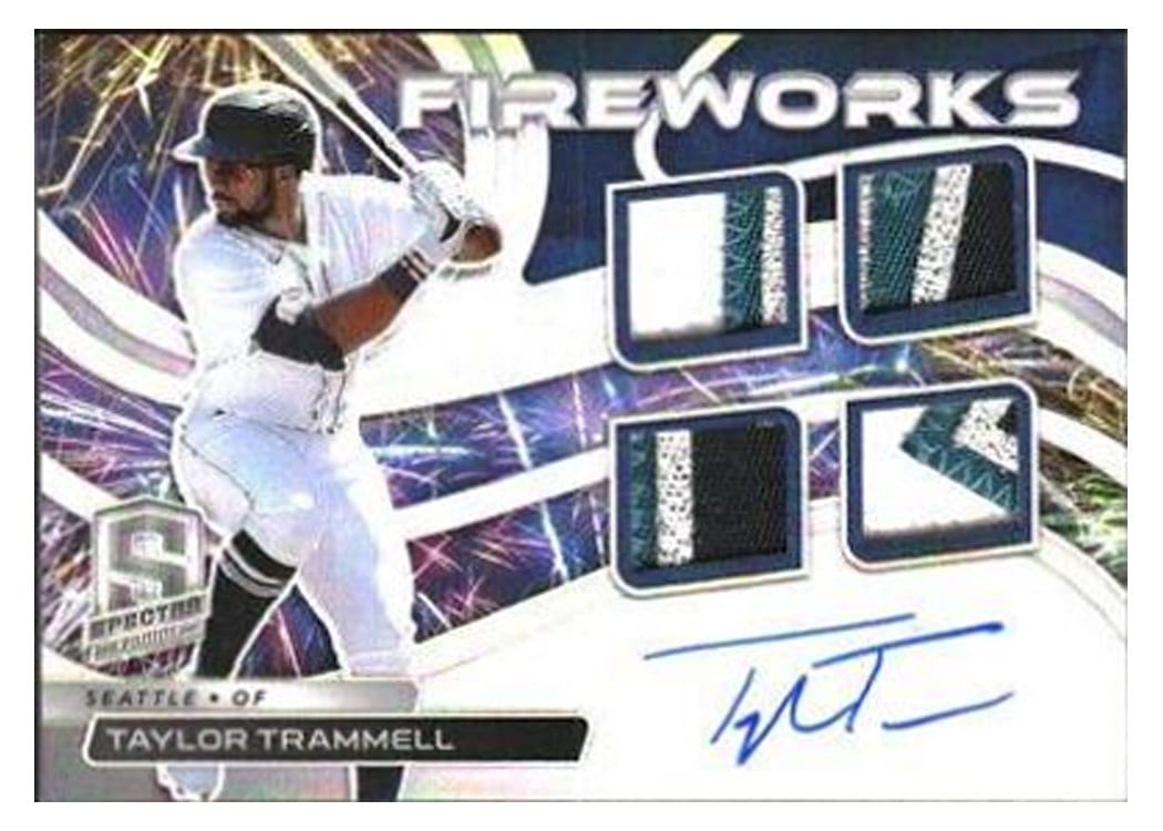 2022 Panini Chronicles Spectra Fireworks Fabric Signatures Taylor Trammell #FFS-TT card