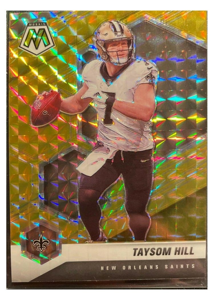 2021 Panini Mosaic Base Set Taysom Hill Gold Mosaic #142 card