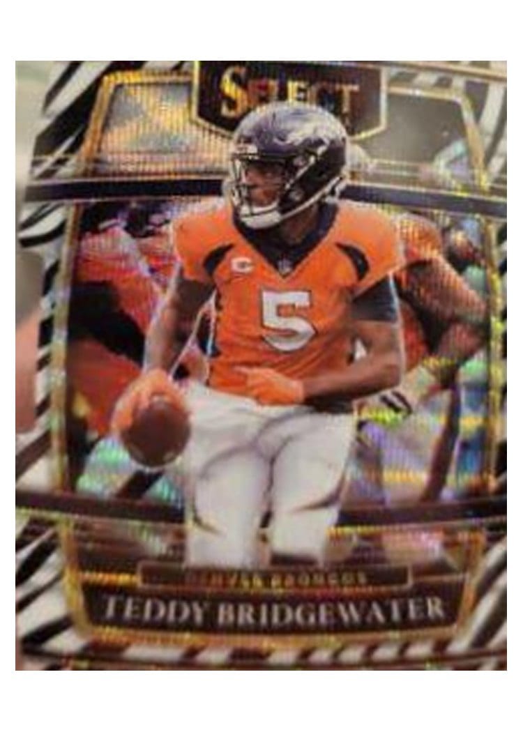2021 Panini Select Base Set Teddy Bridgewater Zebra Die Cut #12 card