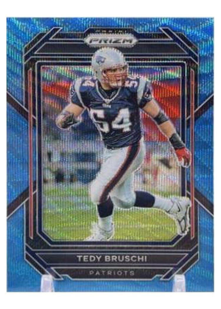 2022 Panini Prizm Base Set Tedy Bruschi Blue Wave #206 card