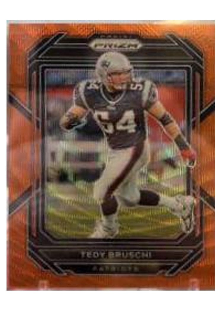 2022 Panini Prizm Base Set Tedy Bruschi Orange Wave #206 card