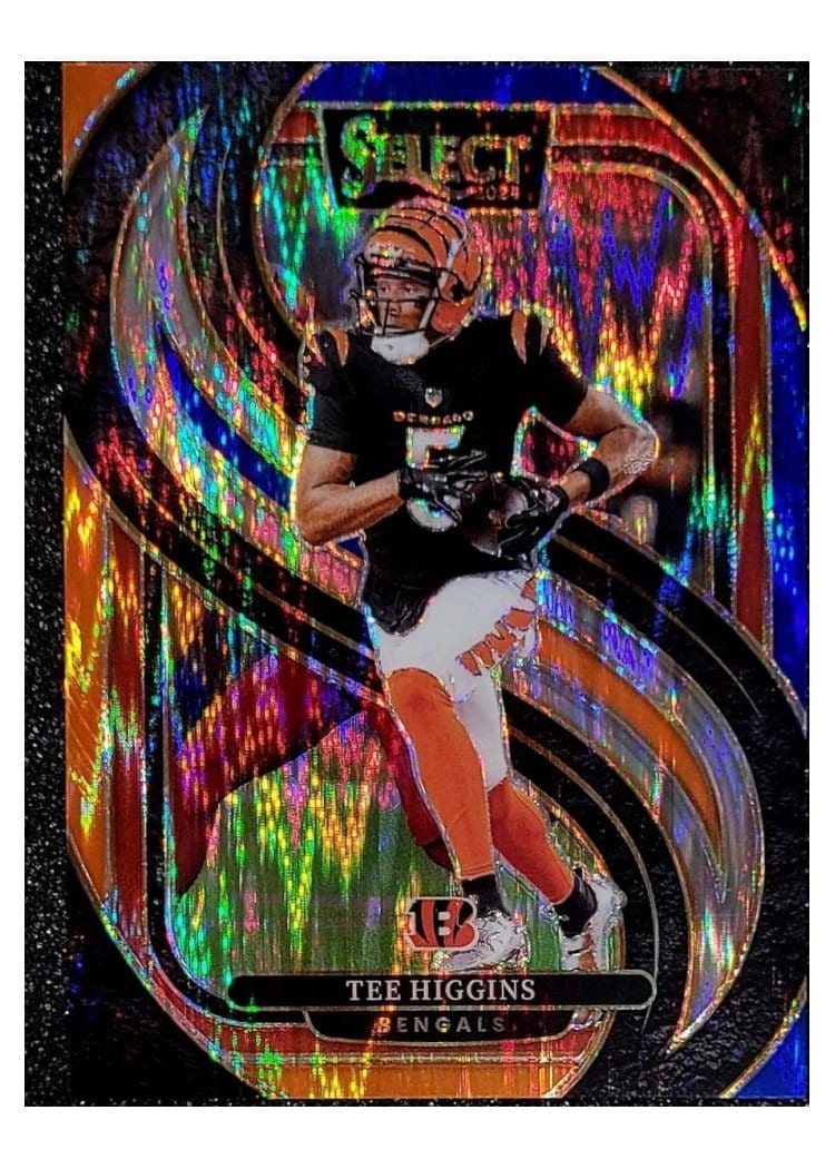 2024 Panini Select Base Set Tee Higgins Blue Orange Prizm Shock #193 card
