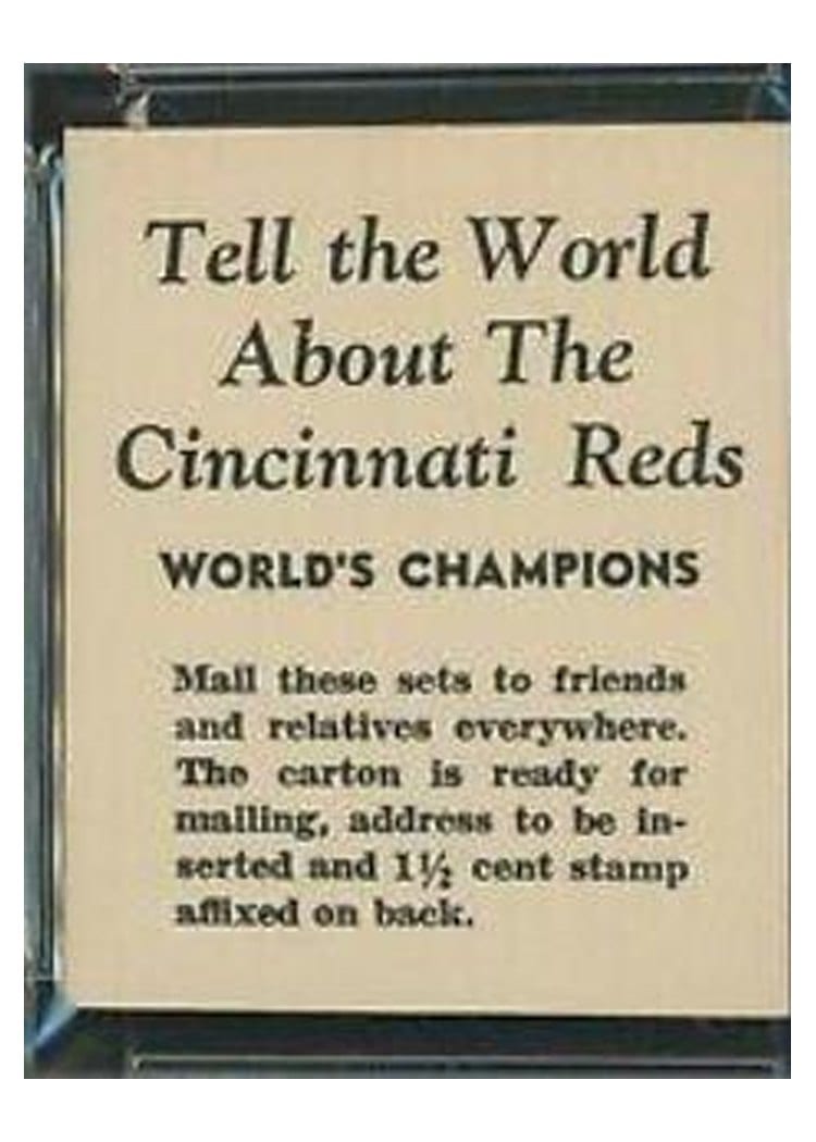 1940 Cincinnati Reds Team Issue Tell the World About the card