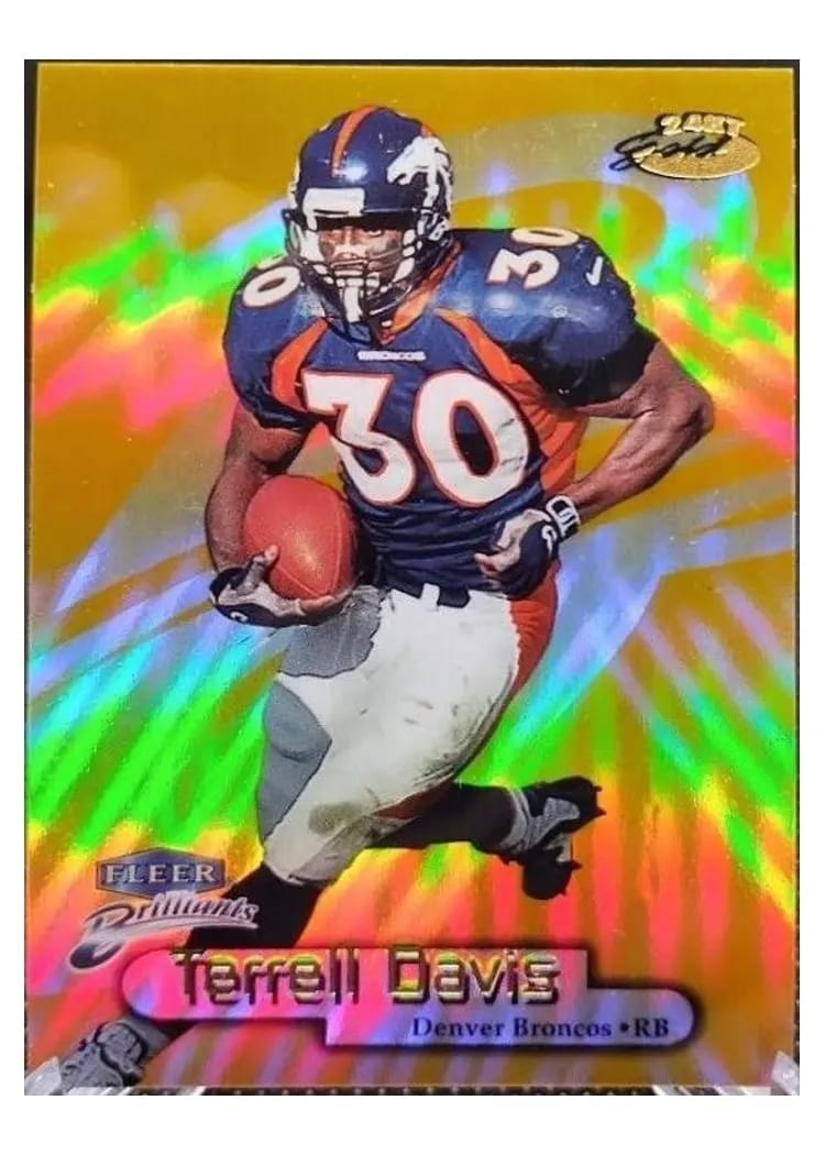 1998 Fleer Brilliants Terrell Davis 24 Karat Gold #90TG card