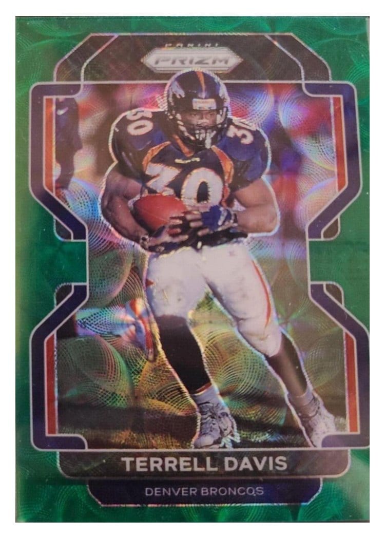 2021 Panini Prizm Base Set Terrell Davis Green Scope Prizm #206 card