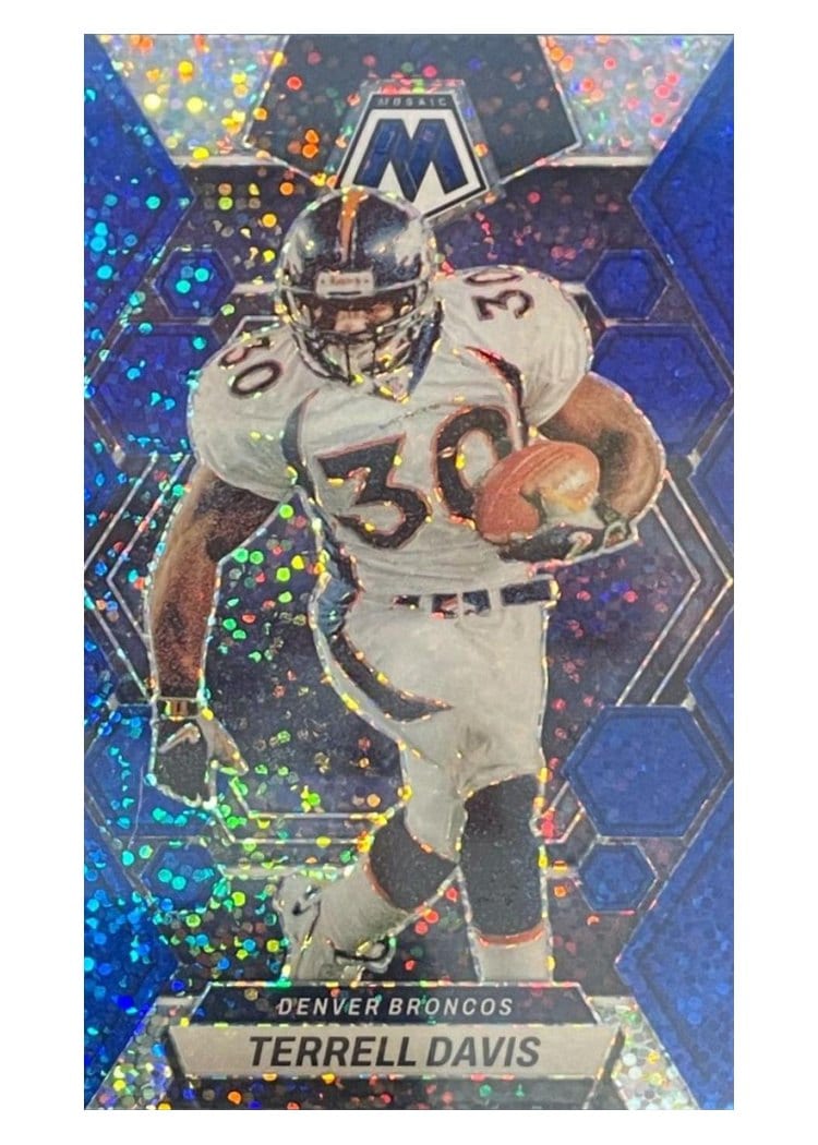 2023 Panini Mosaic Base Set Terrell Davis Blue Sparkle #73 card