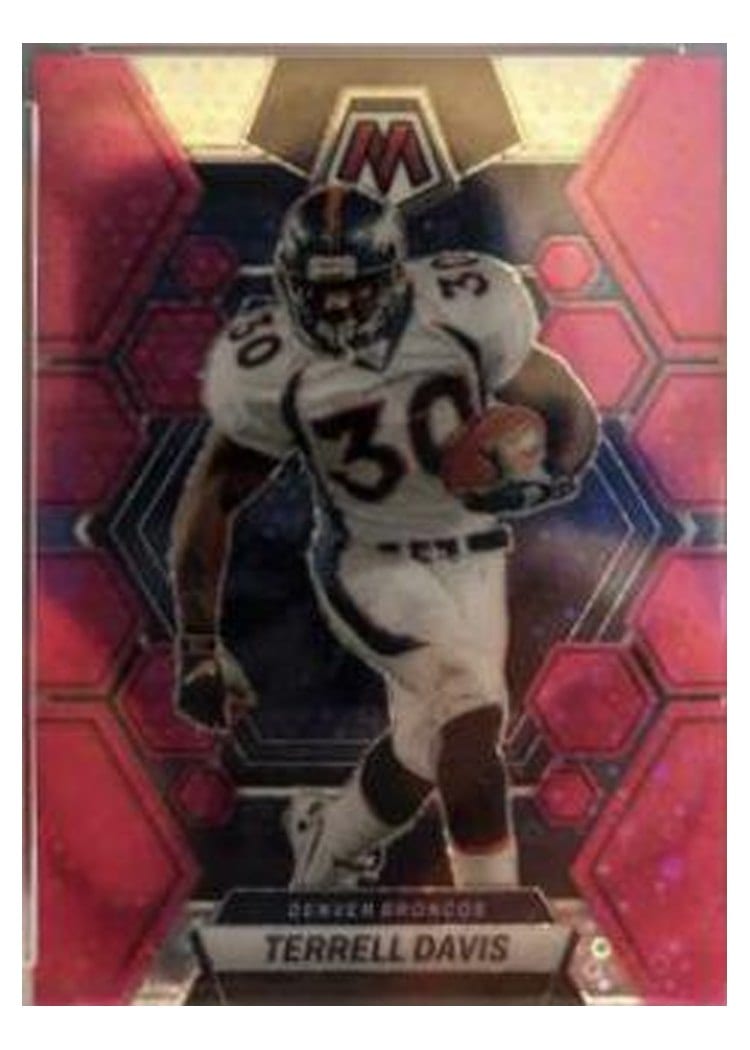 2023 Panini Mosaic Base Set Terrell Davis No Huddle Pink #73 card