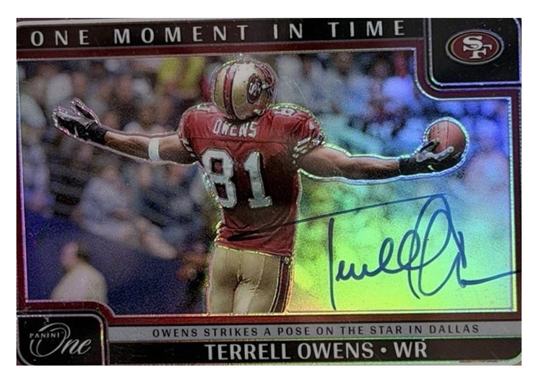 Terrell Owens 2024 Panini One One Moment in Time Autographs card