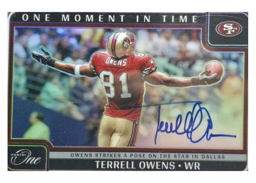 2024 Panini One One Moment in Time Autographs Terrell Owens #385 card