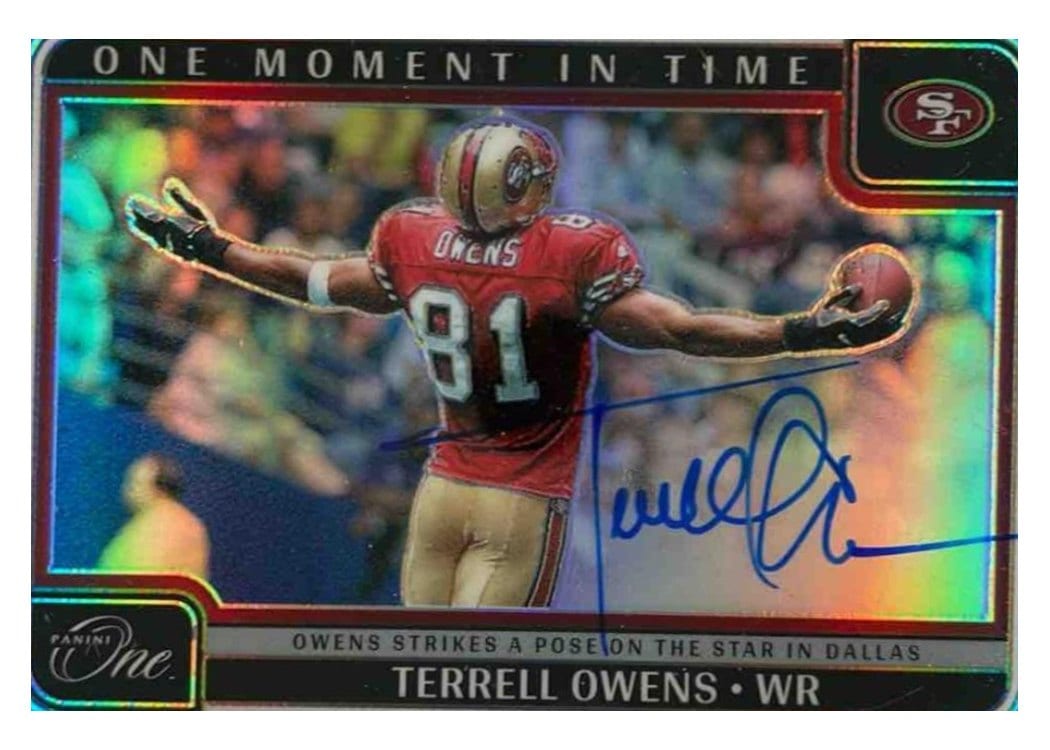 2024 Panini One One Moment in Time Autographs Terrell Owens #385 card