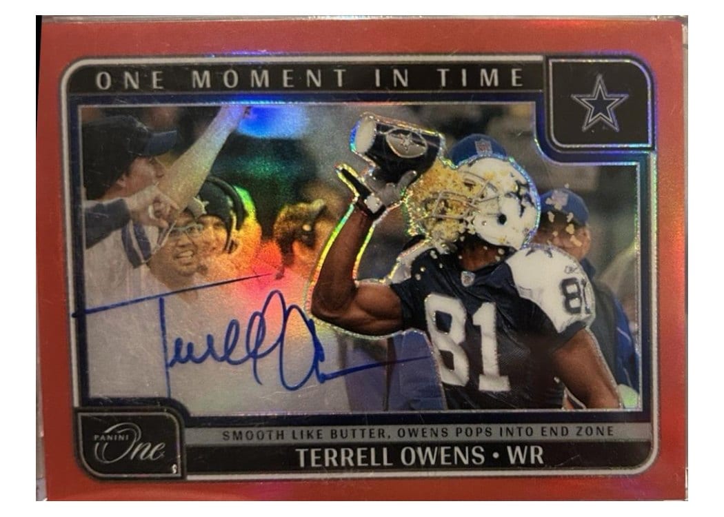 Terrell Owens 2024 Panini One One Moment in Time Autographs card