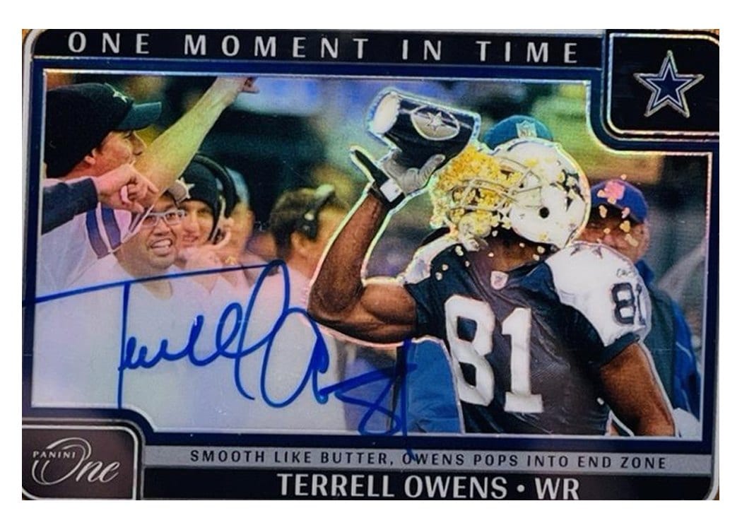 2024 Panini One One Moment in Time Autographs Terrell Owens #386 card